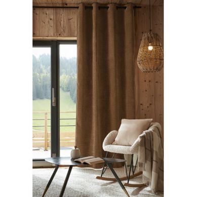Rideau Occultant Phonique Et Thermique Doublé Polaire "bjorn" 100% Opaque - Camel - 140x240 Cm