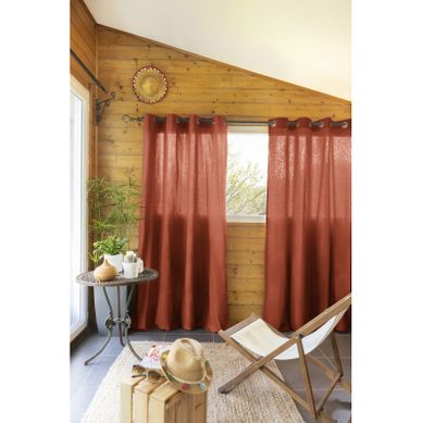 Lot De 2 Rideaux D'ameublement "kala" En Coton 140 X 260 Cm - Terracotta - 140x240 Cm