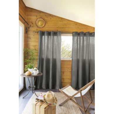Lot De 2 Rideaux D'ameublement "kala" En Coton 140 X 260 Cm - Gris - 140x240 Cm