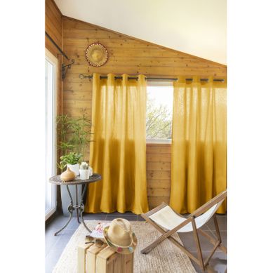 Lot De 2 Rideaux D'ameublement "kala" En Coton 140 X 260 Cm - Jaune - 140x240 Cm