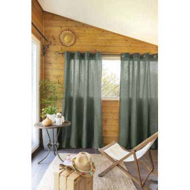 Lot De 2 Rideaux D'ameublement "kala" En Coton 140 X 260 Cm - Vert Foncé - 140x240 Cm