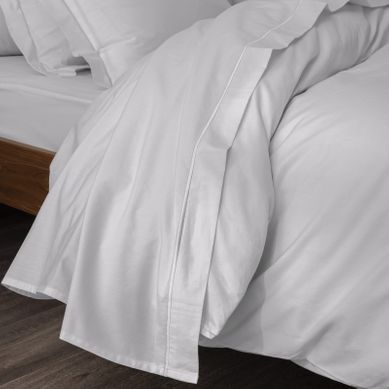 Drap Plat En Percale De Coton 240x300 Cm - Blanc, Qualité Hôtel, 78 Fils/cm², Label Oeko-Tex