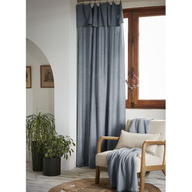 Lot De 2 Rideaux Ajustables + 8 Anneaux Pince "lysandre" Lyocel - Gris - 140x270 Cm