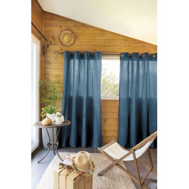 Lot De 2 Rideaux D'ameublement "kala" En Coton 140 X 260 Cm - Bleu - 2x140x260 Cm