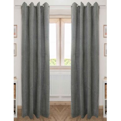 Lot De 2 Rideaux Occultant Phonique Et Thermique Chenille Doublé Polaire - Kaki - 140x240 Cm