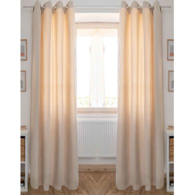 Lot De 2 Rideaux Occultant Phonique Et Thermique Chenille Doublé Polaire - Beige - 140x240 Cm