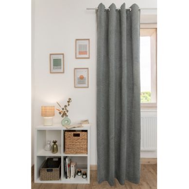Rideau Occultant Phonique Et Thermique Chenille Doublé Polaire - Kaki - 140x240 Cm