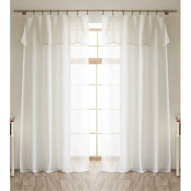 Lot De 2 Voilages Ajustables + 8 Anneaux Pince Effet Maille "freya" - Ivoire - 2x140x270 Cm