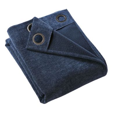 Lot De 2 Rideaux Occultants Phoniques Et Thermiques Doublés 100% Opaque - Bleu Nuit - 140x180 Cm