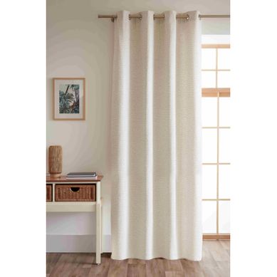 Rideau + 8 Oeillets 140 X 240 Cm Fils Teints Jacquard  "elios" - Ivoire - 140x240 Cm