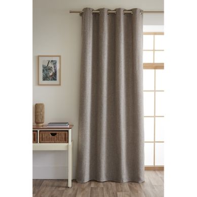 Rideau + 8 Oeillets Fils Teints Jacquard - Gris Clair - 140x240 Cm