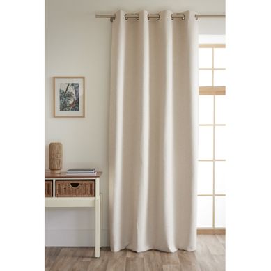 Rideau 100% Occultant + 8 Oeillets Polyester Chambray "eres" - Beige - 140x240 Cm