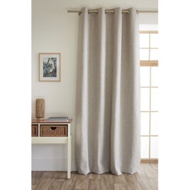 Rideau 100% Occultant + 8 Oeillets Polyester Chambray "eres" - Taupe - 140x240 Cm