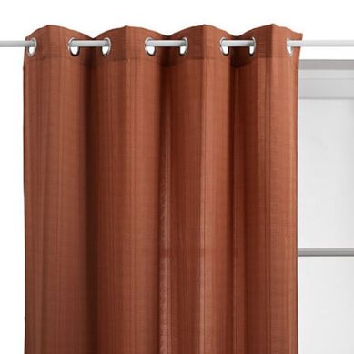 Voilage "noa" Motif Rayures Plissées Tamisant 140 X 240 Cm - Terracotta - 140x240 Cm