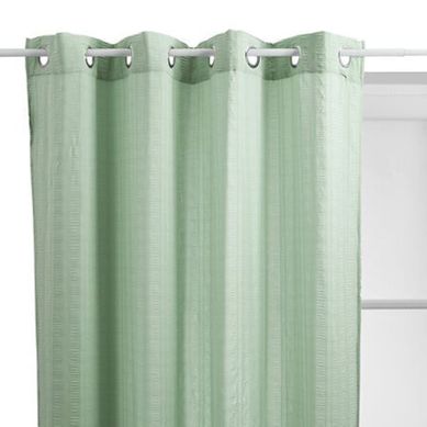 Voilage "noa" Motif Rayures Plissées Tamisant 140 X 240 Cm - Vert - 140x240 Cm