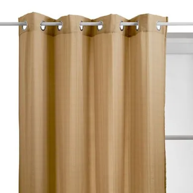 Lot De 2 Voilages "noa" Motif Rayures Plissées Tamisant 140 X 240 Cm - Beige - 140x240 Cm