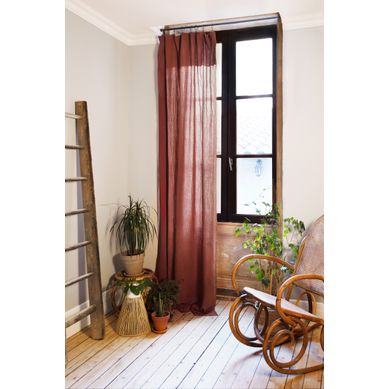 Rideau Ajustable + 8 Anneaux Pince – Gaze De Coton – 140 X 300 Cm – Terracotta  – Gaïa