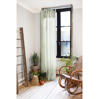 Rideau Ajustable + 8 Anneaux Pince – Gaze De Coton – 140 X 300 Cm – Vert D'eau – Gaïa
