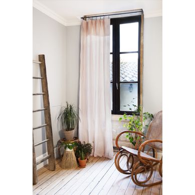 Rideau Ajustable + 8 Anneaux Pince – Gaze De Coton – 140 X 300 Cm – Rose – Gaïa