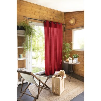 Rideau 100 % Coton Prélavé 140 X 260 Cm – Kala Cerise