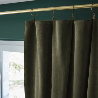 Rideau Ajustable + 8 Anneaux Pince – Velours De Coton César – 140 X 270 Cm - Thym