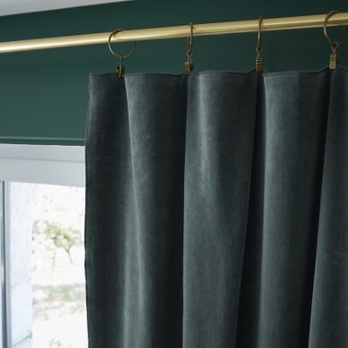Rideau Ajustable + 8 Anneaux Pince – Velours De Coton César – 140 X 270 Cm - Ardoise