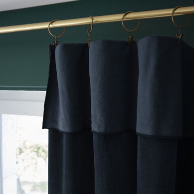 Rideau Ajustable + 8 Anneaux Pince – Velours De Coton César – 140 X 270 Cm - Minuit