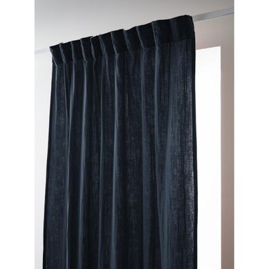 Rideau Galon Fronceur 140 X 240 Cm - Double Gaze De Coton - Uni Gaïa Minuit