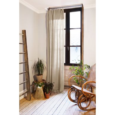 Rideau Ajustable + 8 Anneaux Pince 140 X 300 Cm – Gaze De Coton Gaïa – Ficelle
