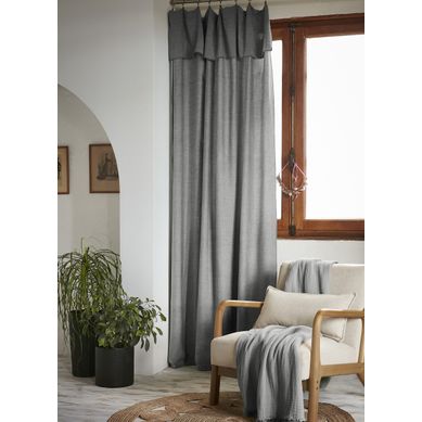 Rideau Ajustable 140 X 270 Cm – Lyocell Uni Lysandre Granit + 8 Anneaux Pince