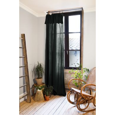Rideau Ajustable + 8 Anneaux À Pince 140 X 300 Cm Gaze De Coton Gaïa – Sapin