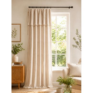 Rideau Ajustable Gaze De Coton 140 X 300 Cm Ficelle Avec 8 Anneaux – Livia