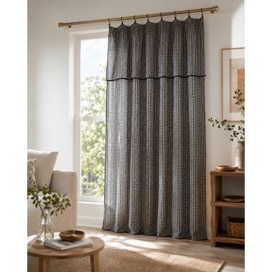 Rideau Ajustable 140 X 300 Cm Double Gaze De Coton Vichy Vickie – Truffe