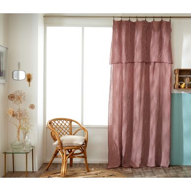Rideau Ajustable 140 X 300 Cm Double Gaze De Coton Vichy Vickie – Terracotta