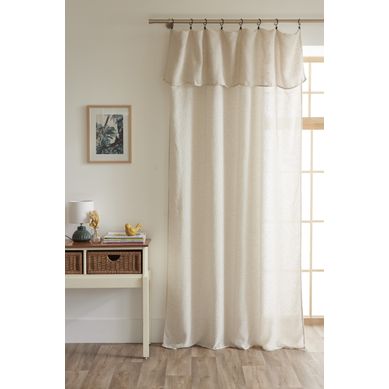 Rideau Ajustable + 8 Anneaux Pince 140 X 270 Cm Polyester Fils Teints Effet Chambray Dua Sable