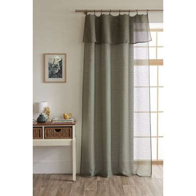 Rideau Ajustable + 8 Anneaux Pince 140 X 270 Cm Polyester Effet Bouclette Elda Kaki