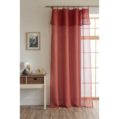 Rideau Ajustable + 8 Anneaux Pince 140 X 270 Cm Polyester Effet Bouclette Elda Terracotta