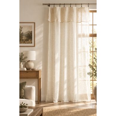 Rideau Ajustable Freya Sable 140 X 270 Cm – 8 Anneaux Pince Noirs – 160 G/m²