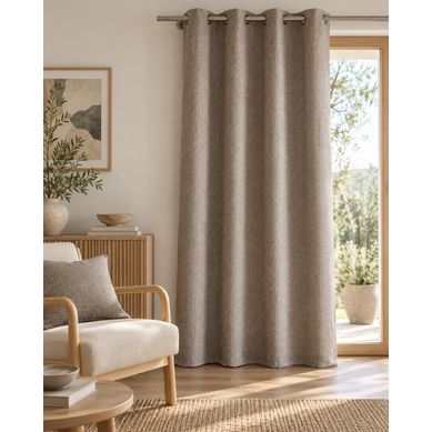 Rideau Atlas Galet 140 X 240 Cm – Jacquard Fils Teints – 8 Oeillets – 460 G/m²