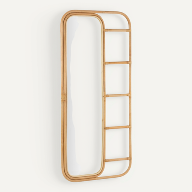 Miroir Mural Bois Clair Rotin 180x80x3cm