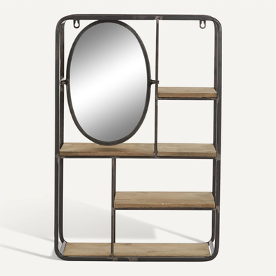 Miroir étagère Murale Design Industriel Brun Clair Miroir étagère Murale Design Industriel Brun Clair