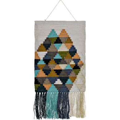 Tapisserie Murale Bohème En Jute Coton À Franges Multicolore