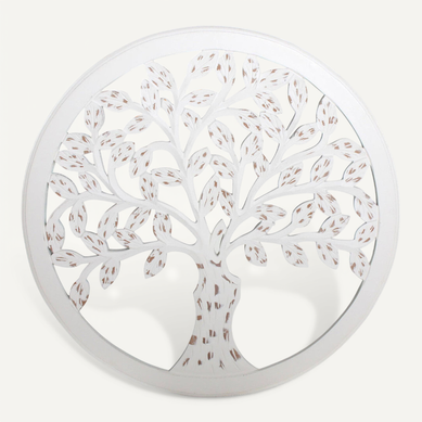 Miroir Décoratif Arbre Usé Blanc Esprit Nature Mural