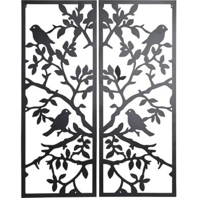 Décoration Murale Métal Oiseaux Style Shabby Noir élégant