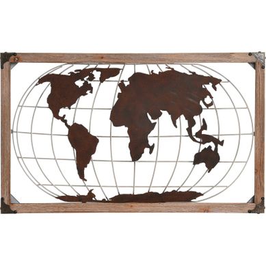 Décoration Murale Carte Du Monde En Métal Esprit Loft Cuivre Naturel