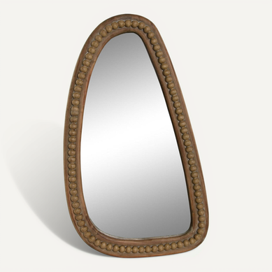 Miroir Bois Marron Style Colonial Avec Perles Décoratives