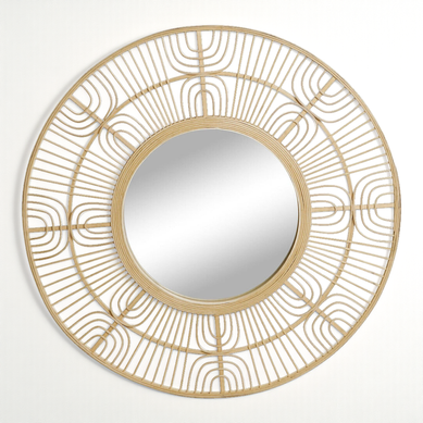 Miroir Rond Scandi Bambou Naturel Design épuré Pour Salon Moderne