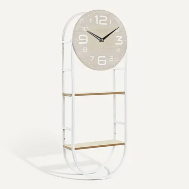 Horloge Murale Scandinave Blanche étagère Bois Et Métal