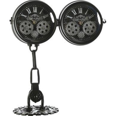 Horloge De Table Design Industriel Noir Verre Métal Style Loft