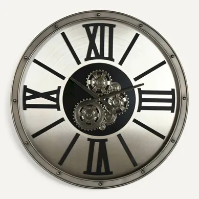 Horloge Murale Design Loft Métal Verre Finition Champagne élégante